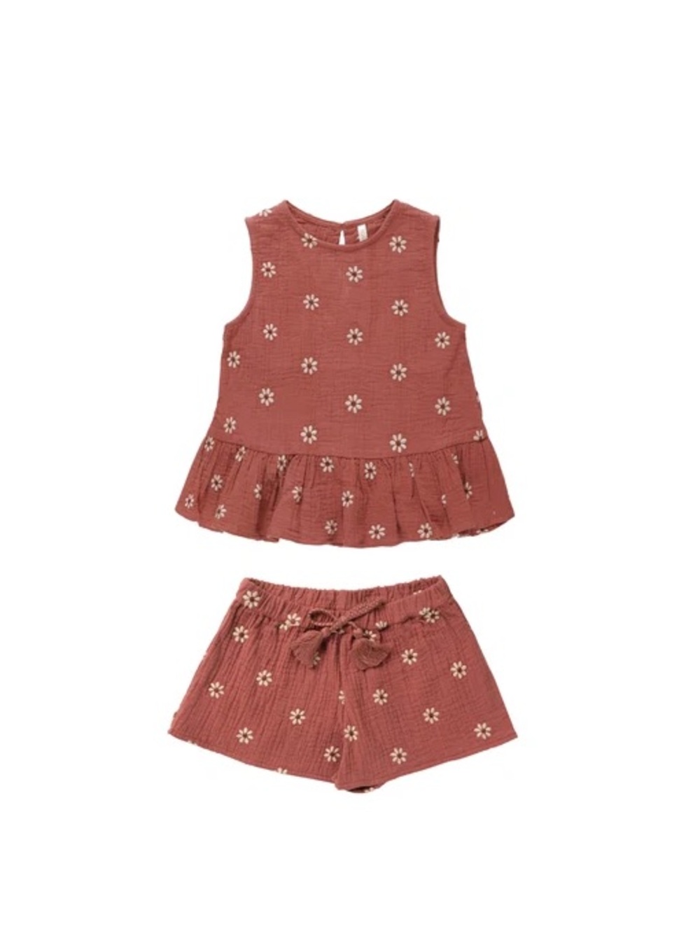 Rylee + Cru Dusty Rose Floral Peplum Tank & Shorts Set 4-5Y